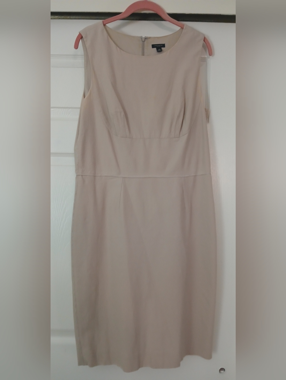 Ann Taylor Sleeveless Midi Dress in Light Beige